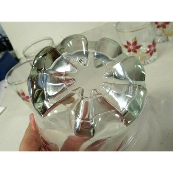 5pc Italian Glass Ice Bucket Low Ball Glasses Drink Bar Set Mid Century Modern - Picture 6 of 8